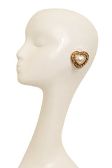 Vintage Mosaique Paris Pearl Heart Button Earrings on mannequin @ Recess LA