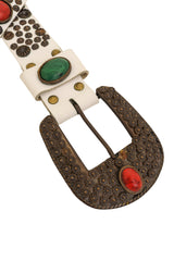 studded cabochon leather belt by Michael Morrison MX buckle close @ Recess LA