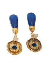 Vintage Guy Laroche Blue Hammered Teardrop Earrings backs open @ Recess LA