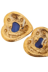 Vintage Mosaique Paris Scroll Frame Heart Button Earrings signature @ Recess LA