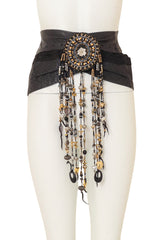 Bead Fringe Leather Waist Belt on mannequin @ Recess LA