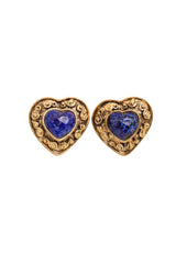 Vintage Mosaique Paris Scroll Frame Heart Button Earrings @ Recess LA