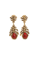 Vintage Guy Laroche Red Woven Frond Drop Earrings @ Recess LA