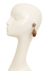 Vintage Guy Laroche Red Woven Frond Drop Earrings On Mannequin @ Recess LA
