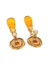 Vintage Guy Laroche Yellow Hammered Teardrop Earrings backs open @ Recess LA