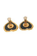 Vintage Marie Claire Green Filigree Heart Button Earrings Open Backs @ Recess LA