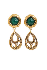 Vintage Guy Laroche Green Wrapped Hoop Drop Earrings @ Recess LA