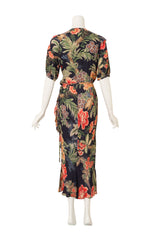 Floral Ruffle Wrap Dress by Etro on mannequin back @ Recess LA