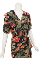 Floral Ruffle Wrap Dress by Etro on mannequin close @ Recess LA