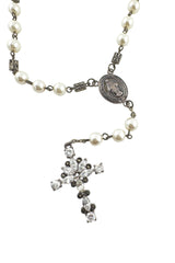 Vintage Dolce & Gabbana Crystal & Pearl Rosary Necklace detail @recess la