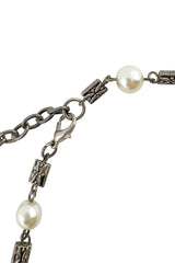 Vintage Dolce & Gabbana Crystal & Pearl Rosary Necklace clasp @recess la