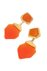 Vintage Guy Laroche Orange Geometric Resin Drop Earrings close @ Recess LA