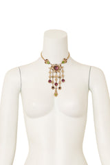 Ornate Cabochon Fringe Necklace by Lupe on mannequin @ Recess LA