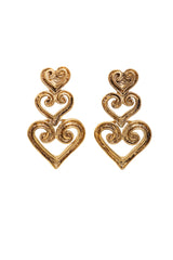 Vintage Mosaique Paris Scroll Heart Drop Earrings @ Recess LA