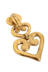 Vintage Mosaique Paris Scroll Heart Drop Earrings tarnish @ Recess LA