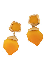 Vintage Guy Laroche Yellow Geometric Resin Drop Earrings close @ Recess LA