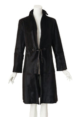 pony hair coat by Joop! on mannequin close tied @ Recess LA