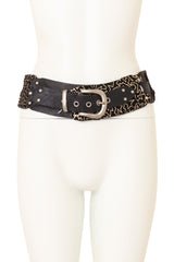 Geo Suede & Leather Panel Belt on mannequin @ Recess LA