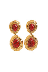 Vintage Guy Laroche Red Marbled Teardrop Earrings @ Recess LA