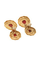 Vintage Guy Laroche Red Marbled Teardrop Earrings backs open @ Recess LA