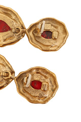 Vintage Guy Laroche Red Marbled Teardrop Earrings logos @ Recess LA