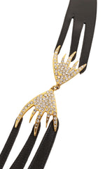 Leather Cutout Crystal Wing Belt close @ Recess LA