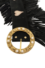 Pearl Ring Heart Fringe Belt buckle @ Recess LA
