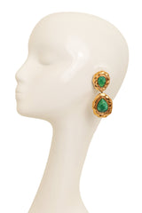 Vintage Guy Laroche Green Marbled Teardrop Earrings on mannequin @ Recess LA