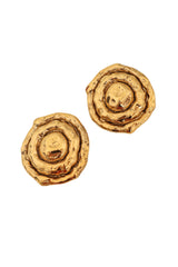 Vintage Guy Laroche Spiral Shell Button Earrings close @ Recess LA