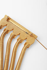 Cabochon Gold Chain Double-Ended Brooch Pin Closure up close @RecessLA