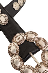 Oval Concho Medallion Leather Belt by J&M Davidson logo stamp @ Recess LA