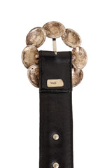 Oval Concho Medallion Leather Belt by J&M Davidson inside buckle @ Recess LA