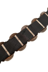Engraved Floral Plate Leather Belt by J&M Davidson scuff @ Recess LA