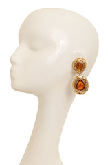 Vintage Guy Laroche Amber Marbled Teardrop Earrings on mannequin @ Recess LA