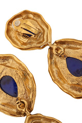 Vintage Guy Laroche Lapis Marbled Teardrop Earrings back tarnish @ Recess LA
