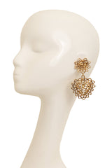 Vintage Mosaique Paris Filigree Heart Drop Earrings on mannequin @ Recess LA