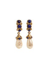 Vintage Mosaique Paris Cabochon Huggie Pearl Drop Earrings @ Recess LA