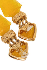 Vintage Guy Laroche Yellow Arrowhead Drop Earrings signatures @ Recess LA