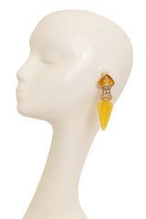Vintage Guy Laroche Yellow Arrowhead Drop Earrings on mannequin @ Recess LA