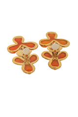 Vintage Guy Laroche Orange Abstract Resin Drop Earrings backs open @ Recess LA