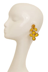 Vintage Guy Laroche Yellow Abstract Resin Drop Earrings on mannequin @ Recess LA