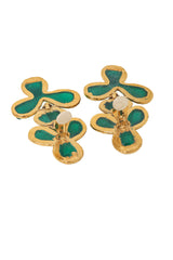 Vintage Guy Laroche Green Abstract Resin Drop Earrings backs open @ Recess LA
