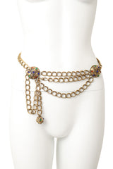 Cabochon Orb Chain Drape Belt on mannequin clipped up @ Recess LA