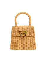 Salvatore Ferragamo Tan Top Handle Wicker Basket Bag @ Recess LA
