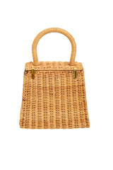Salvatore Ferragamo Tan Top Handle Wicker Basket Bag back @ Recess LA