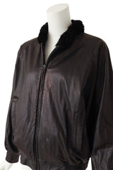 reversible leather fur jacket leather close @ Recess LA