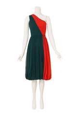 One Shoulder Color Block Dress by Jean Louis on mannequin front @ Recess LA