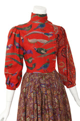 bird print dress by Perry Ellis on mannequin close @ Recess LA