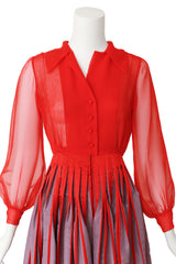 Silk Blouson Stripe Dress by Jean Louis on mannequin close @ Recess LA