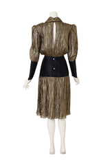 Metallic Plissé Dropwaist Dress